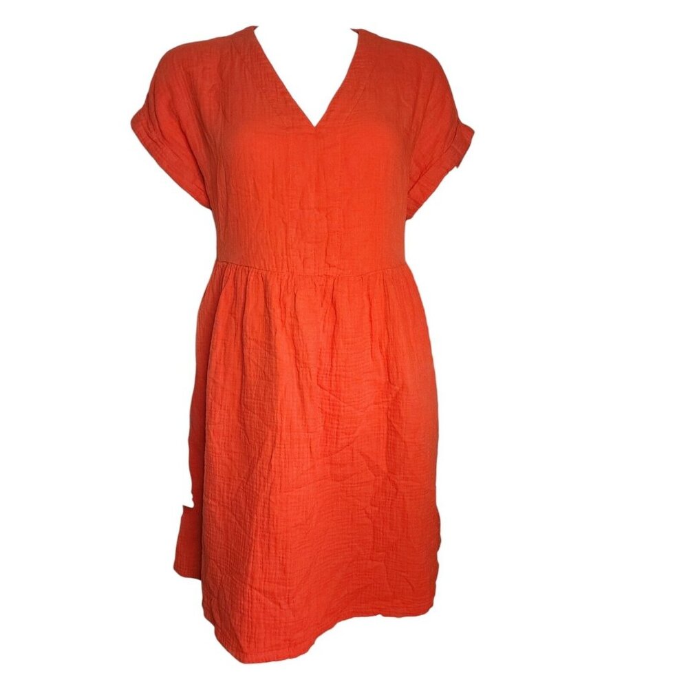 UNIVERSAL THREAD Solid All Orange Short Sleeve Pullover Dress Womens‎ Size Small